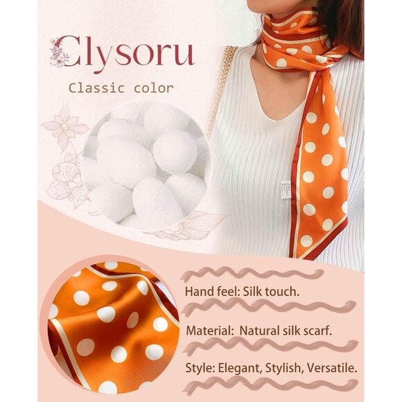 Women's Ginger and White Fashion Oblique Angle Silk Neck Scarf Printed Scarves - Picture 3 of 6